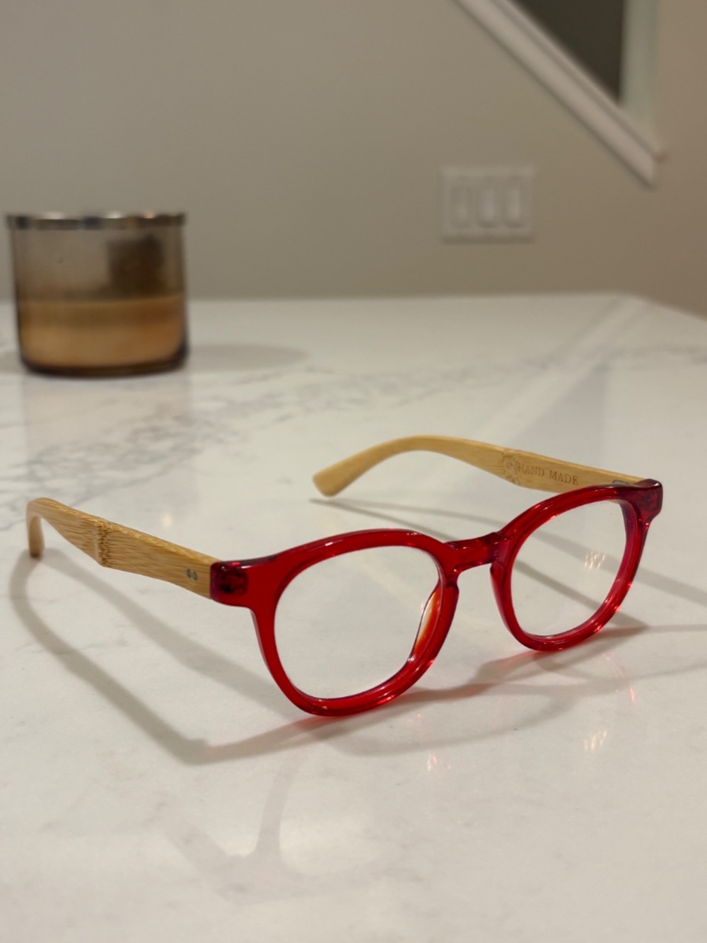 Eyebobs Bitty Witty 864 01 Red and Bamboo Frames 43-18
